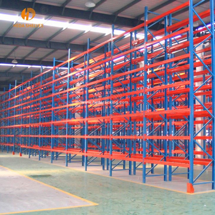 Red And Blue Warehouse Storage Shelf