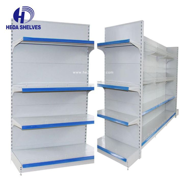 Blue And White Supermarket Shelf Rack